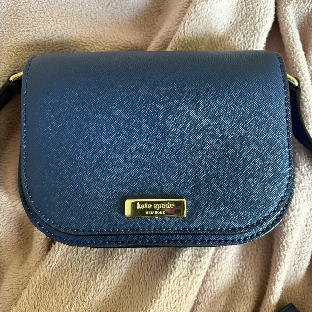 Kate Spade Blue Crossbody Bag with Gold Hardware